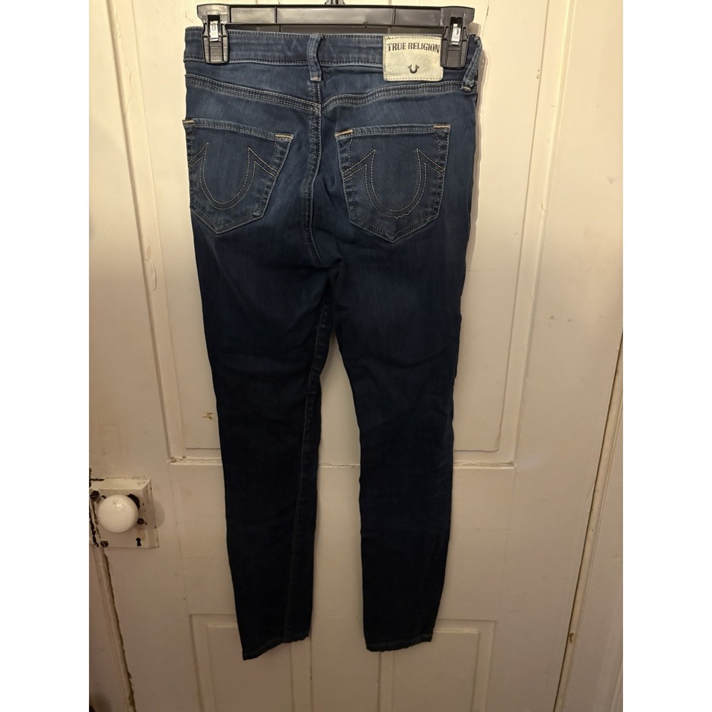 TRUE RELIGION Women's Jennie Skinny Jeans Dark Wash Stretch Denim 24x27